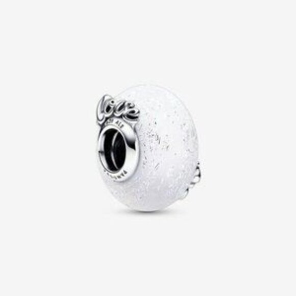Pandora Glittery White Murano Glass Mom & Love Charm - Picture 5 of 5